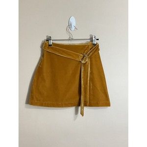 Honey Punch Womens Velvet Mini Skirt Size XS Orange Belt Retro Party Fall A-line